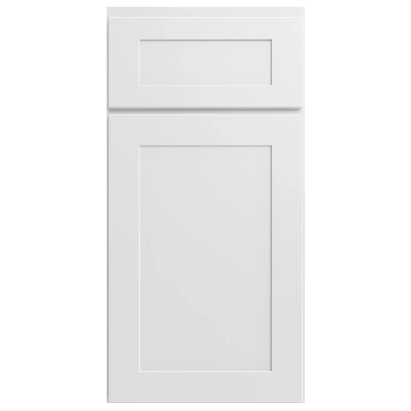 White Shaker cabinet door sample for laundry or pantry cabinetry