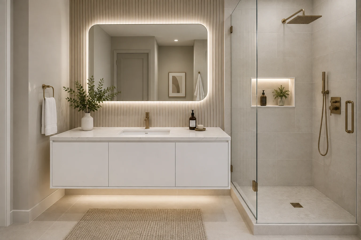 Modern flat-panel bathroom vanity cabinetry